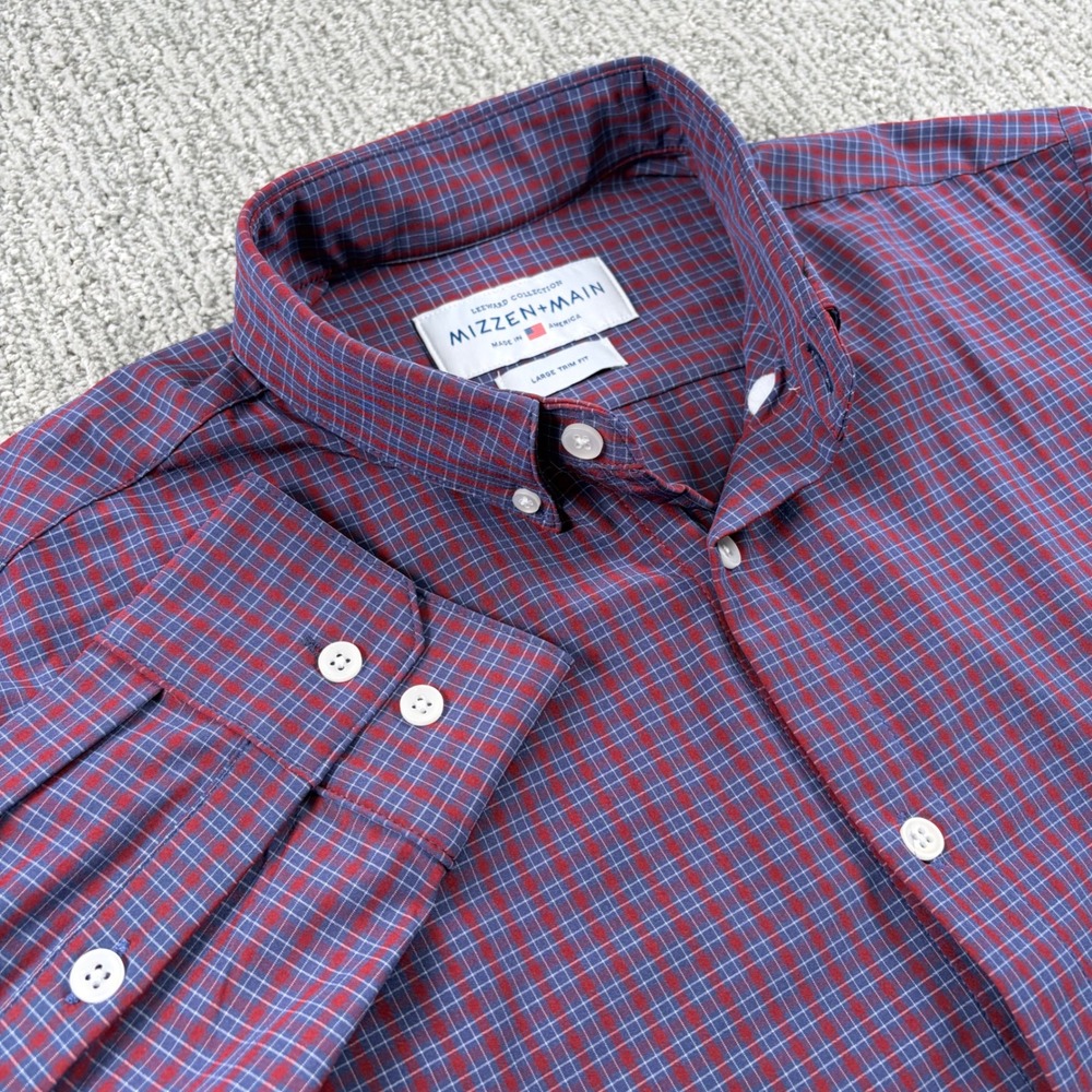 Mizzen+Main Red and Blue Plaid Button-Down Shirt